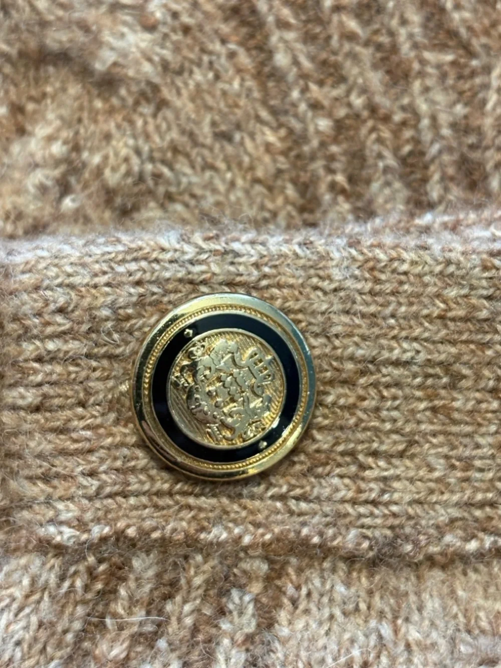J. Crew Cable Knit Sweater with Buttons in Supersoft Yarn XL Camel Wool Blend